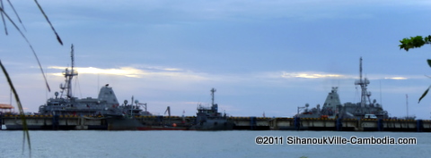 The USS Avenger and USS Guardian visit the Sihanoukville Port.  Sihanoukville, Cambodia.