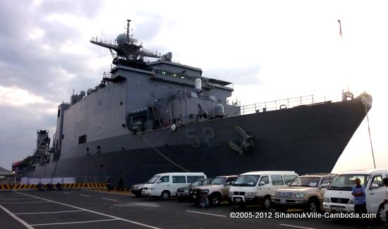 USS Pearl Harbor and USS New Orleans visit the Sihanoukville Port.  Sihanoukville, Cambodia.