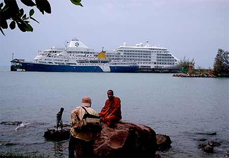 a cruise ship at the sihanoukville port
